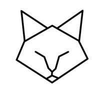Minimalist line art of a cat face with sharp geometric lines and clean outline. Simple black drawing on white background, perfect for logos, tattoos, or icons. vector