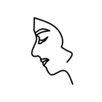 Minimalist one-line illustration of a woman looking down. Abstract black and white art with emotional expression and modern elegance. vector