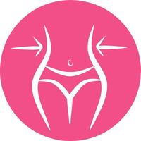 Slimming slim woman icon with pink round background. vector