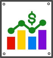 Growing graph with Dollar banknote. Icon in fun color fun style inside whiteboard frame. vector