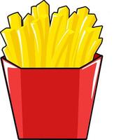 French fries fast food on paper red box flat design stock illustration. Cartoon style. vector