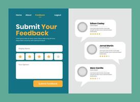 Simple minimalist feedback submission web ui form template design vector