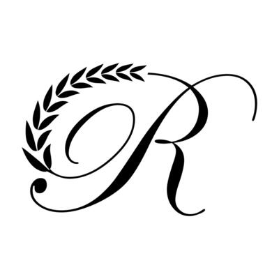 Calligraphic R Letter logo design, elegant floral ornate