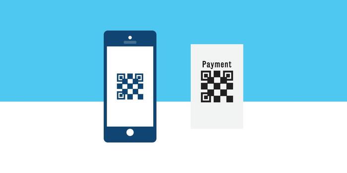 art of a smartphone displays a qr code for mobile payment vector