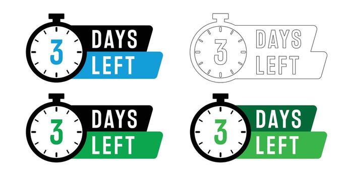 art of a countdown timer shows three days left isolated on white background vector