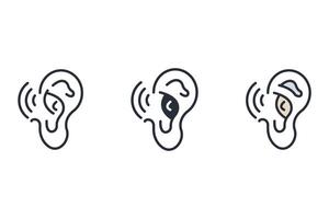 ear Thin set color icons vector
