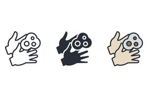 hand wash Thin set color icons vector