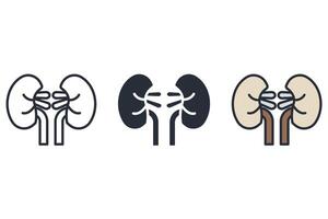 kidney Thin set color icons vector