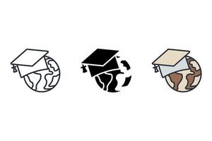 global education Thin set color icons vector
