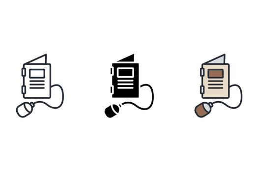 e learning Thin set color icons vector