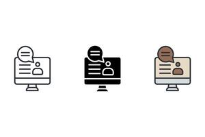 online teaching Thin set color icons vector