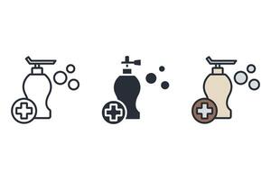 hand sanitizer Thin set color icons vector