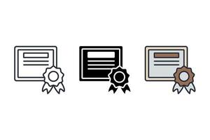 certificate Thin set color icons vector