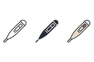 thermometer Thin set color icons vector