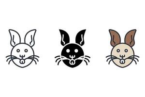 rabbit Thin set color icons vector