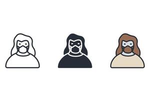 wearing mask Thin set color icons vector