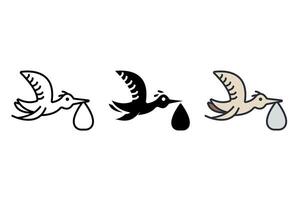 stork icons isolated on White Background. Flat style design vector