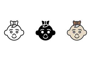 baby girl icons isolated on White Background. Flat style design vector