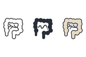 intestine Thin set color icons vector