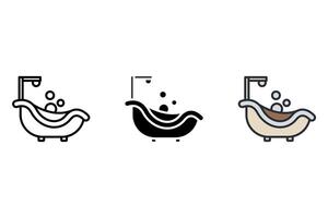 bathtub Thin set color icons vector