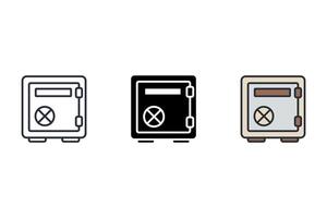 safe vault Thin set color icons vector