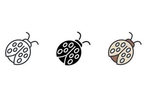 ladybug Thin set color icons vector