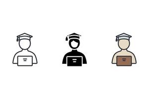 online student Thin set color icons style vector