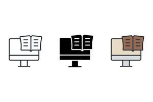educational platform Thin set color icons vector