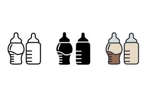 feeding bottle Thin set color icons vector
