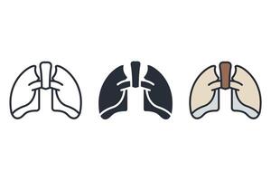 lung Thin set color icons vector