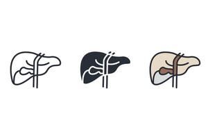 liver Thin set color icons vector