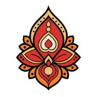 a red and orange flower with a leaf design vector