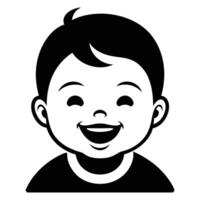 a black and white illustration of a smiling boy vector