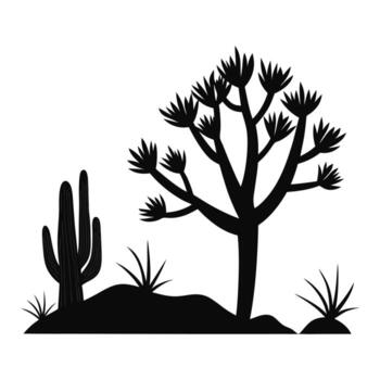 Joshua tree silhouette on white background vector