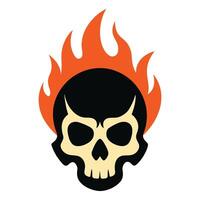 skull with fire on white background vector