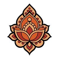 a red and orange flower with a lotus design vector