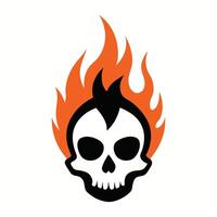 a skull with flames on it is shown in this logo vector