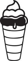 Cool Summer Ice Cream Drink. Whimsical Black and White Line Art Illustration. vector
