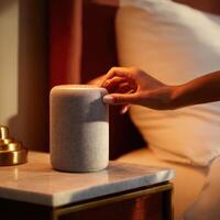 Amazon echo dot in bed photo
