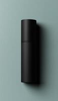 Blank black matte tube container skincare or perfum spray for men, vertical story background photo