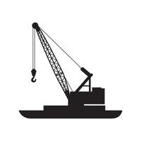 Silhouette of a Crane Barge Vessel Illustrating Industrial Maritime Operations for Cargo Handling and Infrastructure Construction Projects on the Water vector
