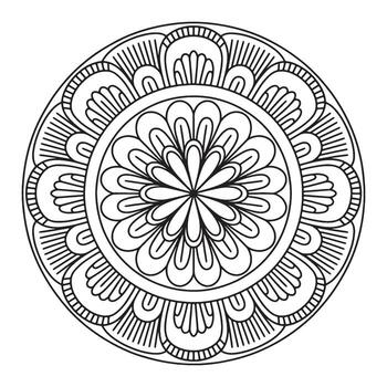 Intricate Circular Mandala Illustration A Symmetrical Design with Detailed Patterns and Concentric Layers Radiating Outward from the Center Point vector