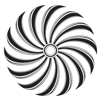 Circular Design of Swirling Black Shapes Creates a Dynamic and Visually Striking Abstract Composition with Radial Symmetry vector