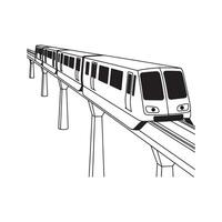 Elevated Train Illustration A Modern Public Transit System Depicted with Clean Lines and Simple Details on White Background vector