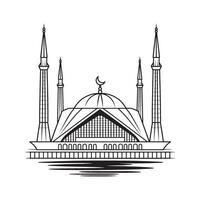 Symmetry and Graceful Lines Iconic Mosque with Minarets and Crescent Symbolizing Islamic Architecture and Faith vector
