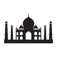 Majestic Silhouette of the Taj Mahal A Timeless Symbol of Love and Architectural Grandeur Against a Pristine White Backdrop vector