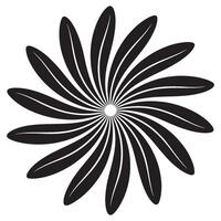 Whimsical Black and White Floral Design Radiant Spiraling Petals Evoking Nature Modern Art Minimalist Aesthetic Striking Visual Graphic Element vector
