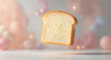 A slice of bread is floating in the air photo