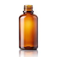 Empty Amber Bottle Photo on White Background