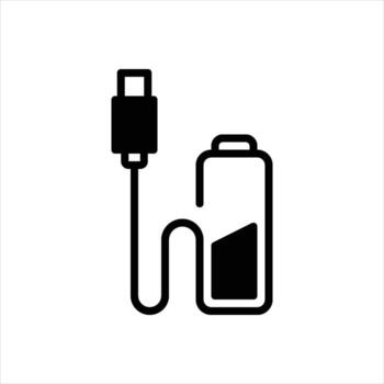 sólido icono carga por USB vector